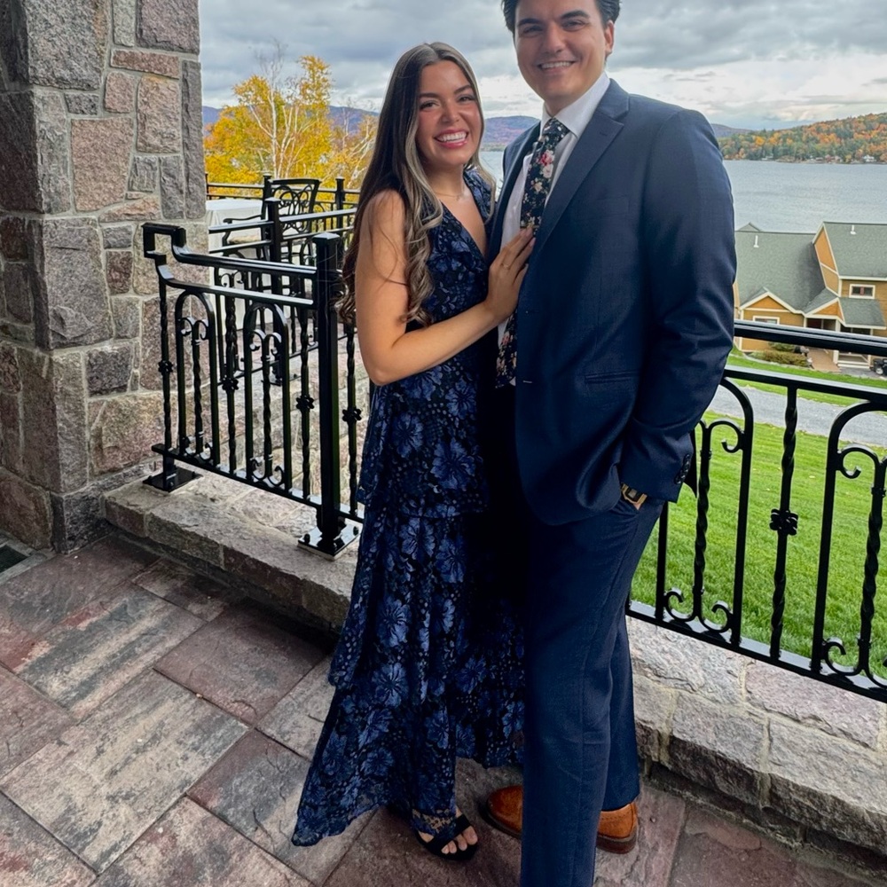 Lulu's Navy Floral Lace Maxi Dress - Picture 8 of 8